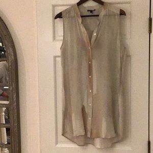 Top, Eileen Fisher, silk Georgette Crepe sleeveless mandarin collar, Medium